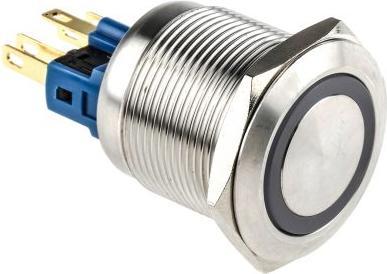 Actual product image RS PRO Switch Pushbutton Stainless Green ring