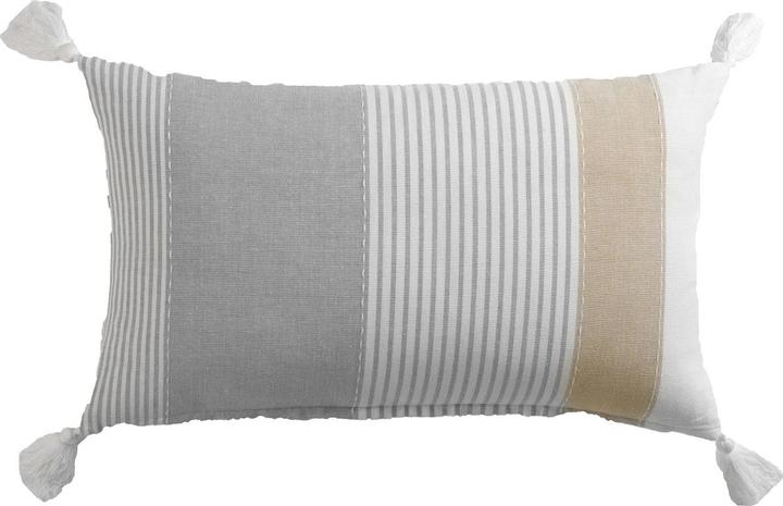 Image du produit Casativo Coussin décoratif à rayures et pompons (30 x 50 cm)