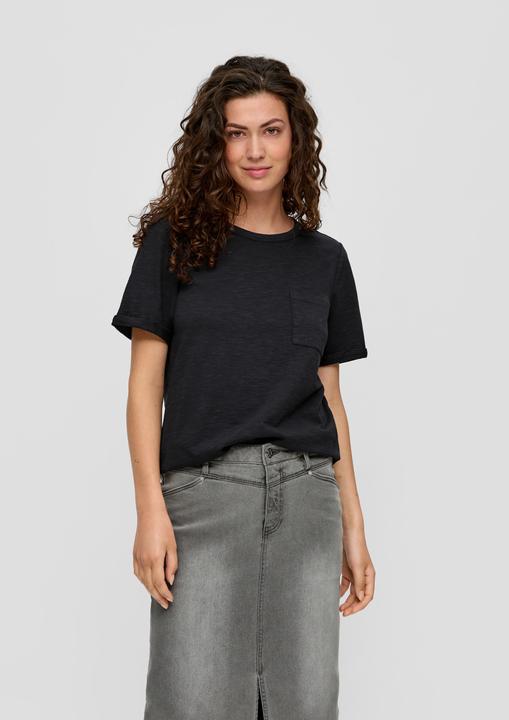 Actual product image S.Oliver T-Shirt Meliertes T-Shirt mit fixiertem Ärmel-Umschlag und Brusttasche (34)