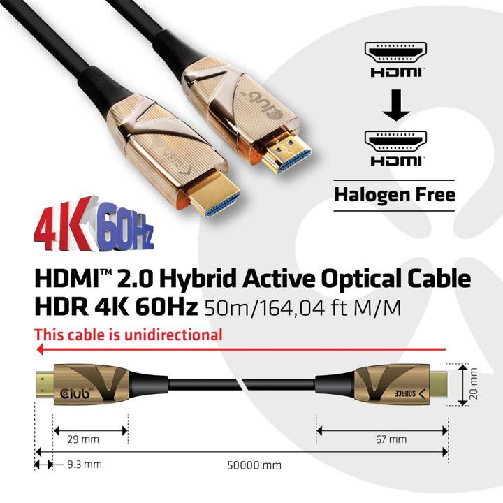 Immagine prodotto Club 3D HDMI (Typ A) — HDMI (Typ A) (50 m, HDMI, 2.0b)