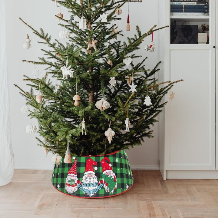 Image du produit Hermex Collier de sapin de Noël avec motif du Père Noël Jupe de sapin de Noël Panneau de sapin de Noël