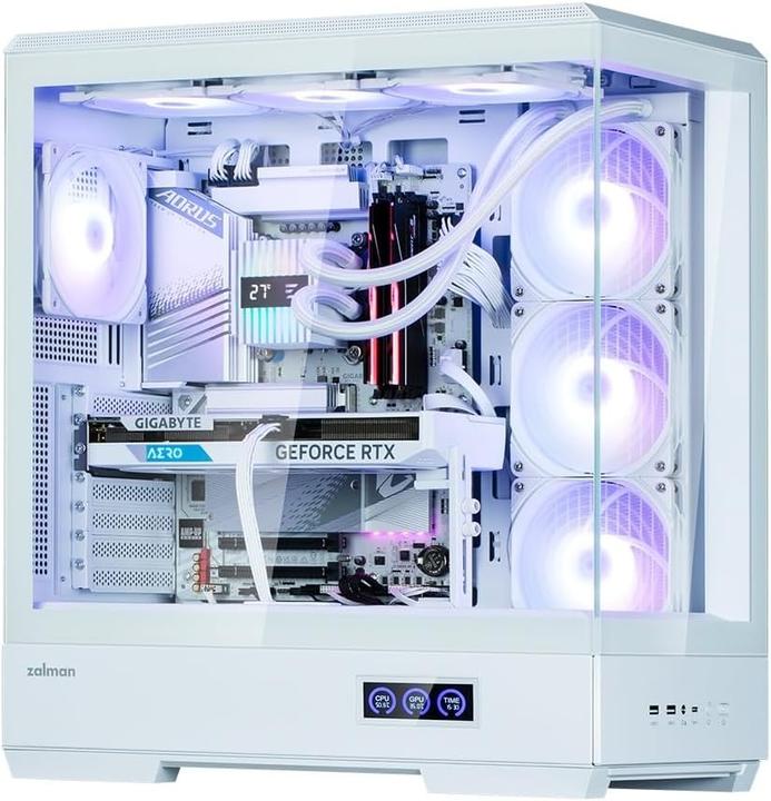 Actual product image Zalman GHE P50 DS ATX Case Tempered Glass Panoramic View - White (ATX, mATX, Mini-ITX)