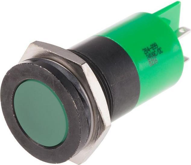 Produktbild RS PRO LED flach 22mm schwarz 24VAC/DC grün