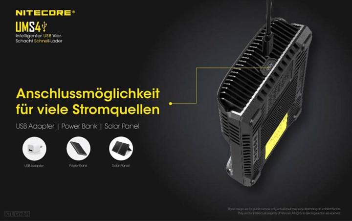 Actual product image Nitecore UMS4 USB-Schnell-Ladegerät (1 pcs., C, D, AA, AAA, AAAA, Chargers without battery)