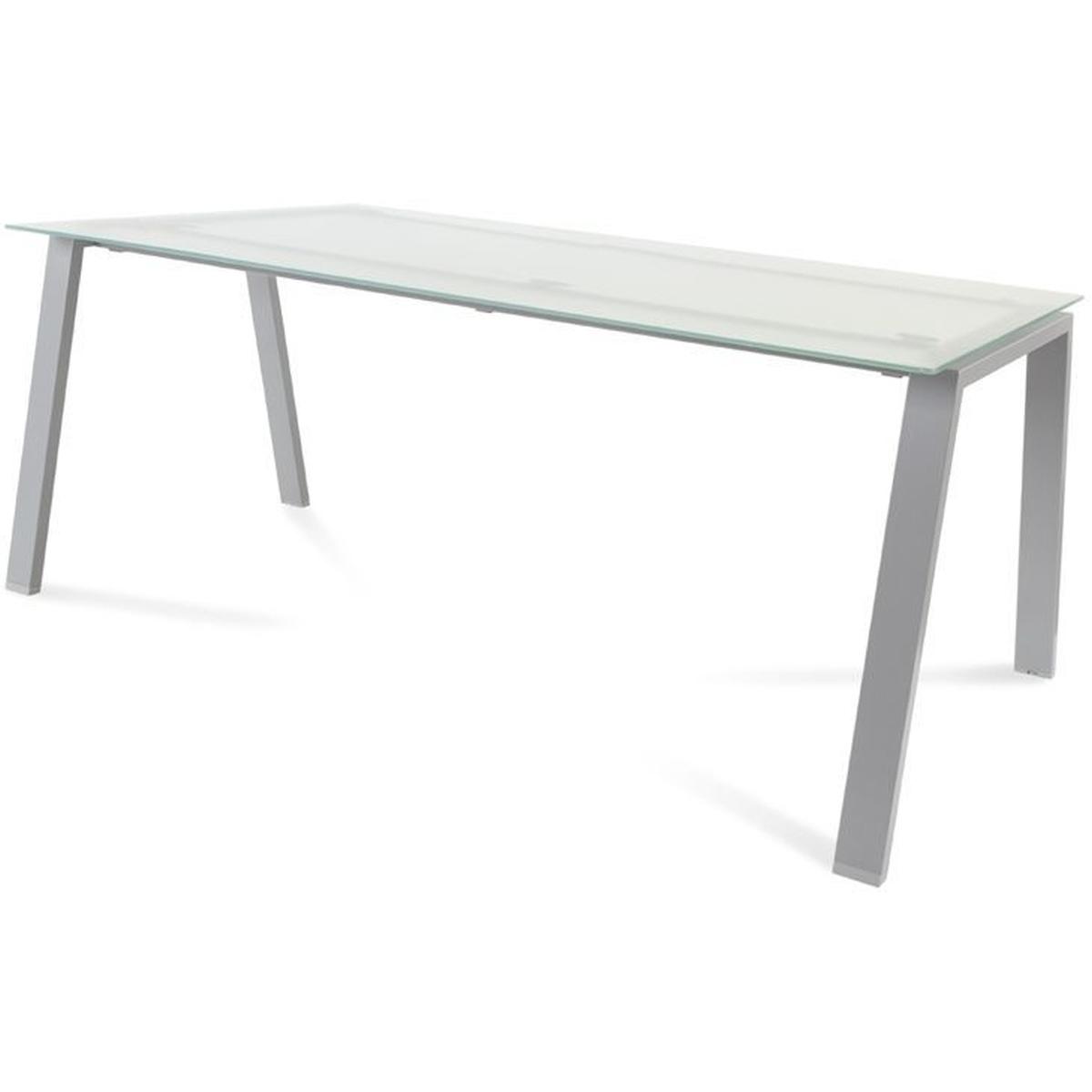 Rocada, Schreibtisch, Schreibtisch Blanca BxTxH 180x80x73cm Gestell grau Platte Glas satiniert