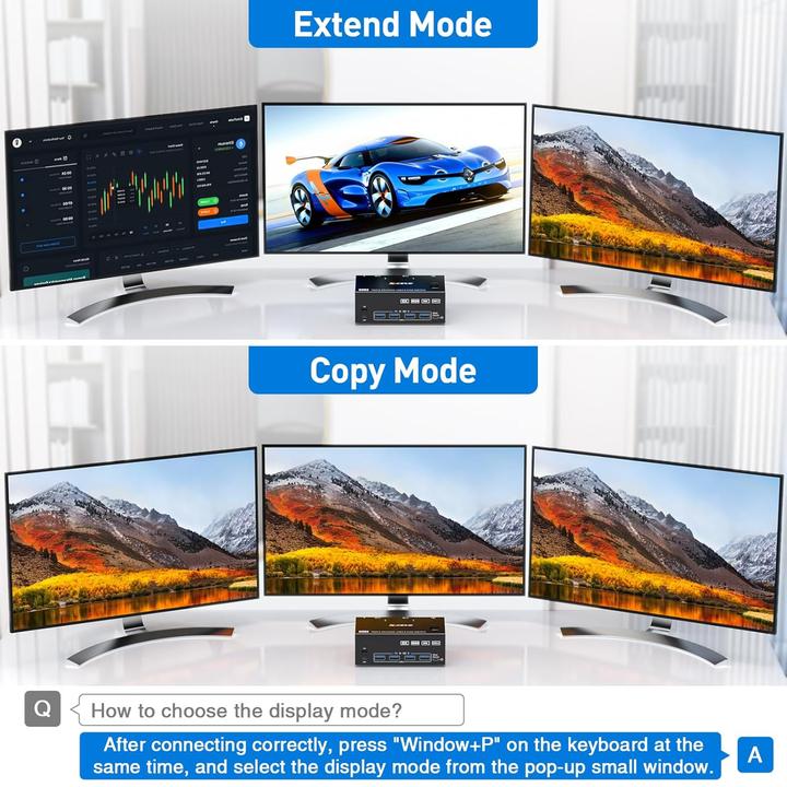 Produktbild Kceve KVM Switch für 2 Computer, 3 Monitore, USB 3.0