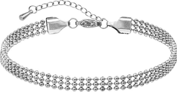 Star Piercing Fusskette silber drei einzelne Kugelketten (ohne Messing, Chirurgenstahl 316L, 26 cm)