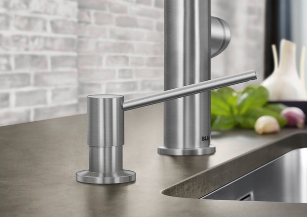 Actual product image Blanco TORRE washing-up liquid dispenser satin dark steel | Suitable for all kitchen taps |