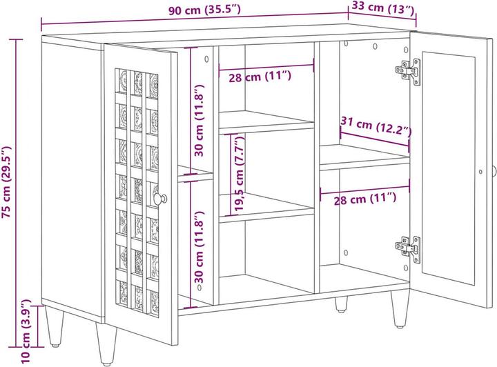 Actual product image vidaXL Sideboard (90 x 33.50 x 75 cm)