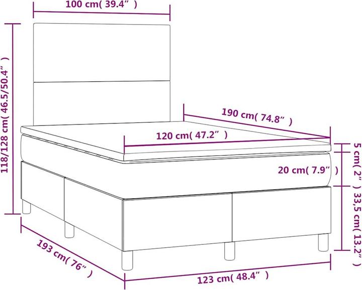 Image du produit vidaXL Boxspringbett (120 x 190 cm)