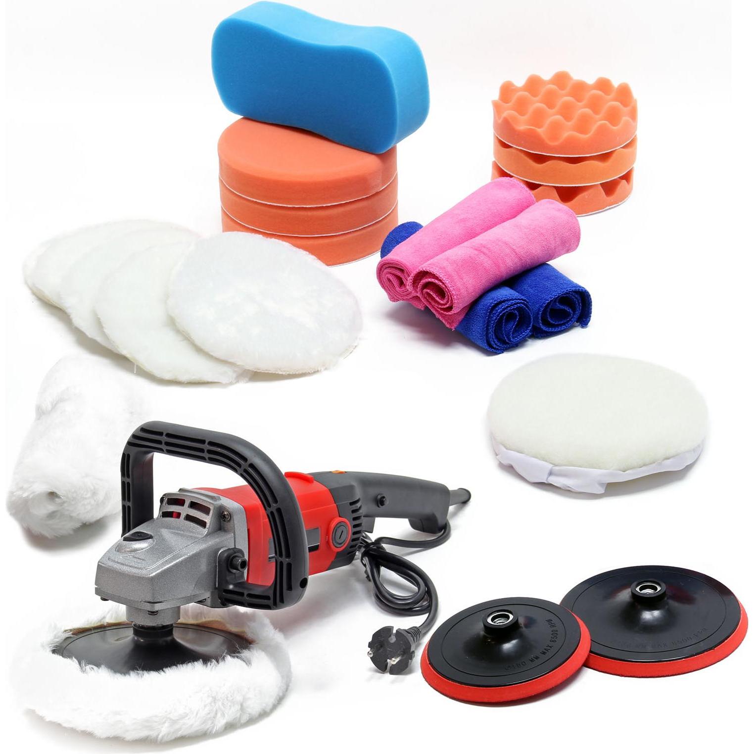 Wiltec, Schleifmaschine + Poliermaschine, Poliermaschine Set 21tlg. 1200W bis 3000U/min 6-stufig Autopoliergerät (1200 W...