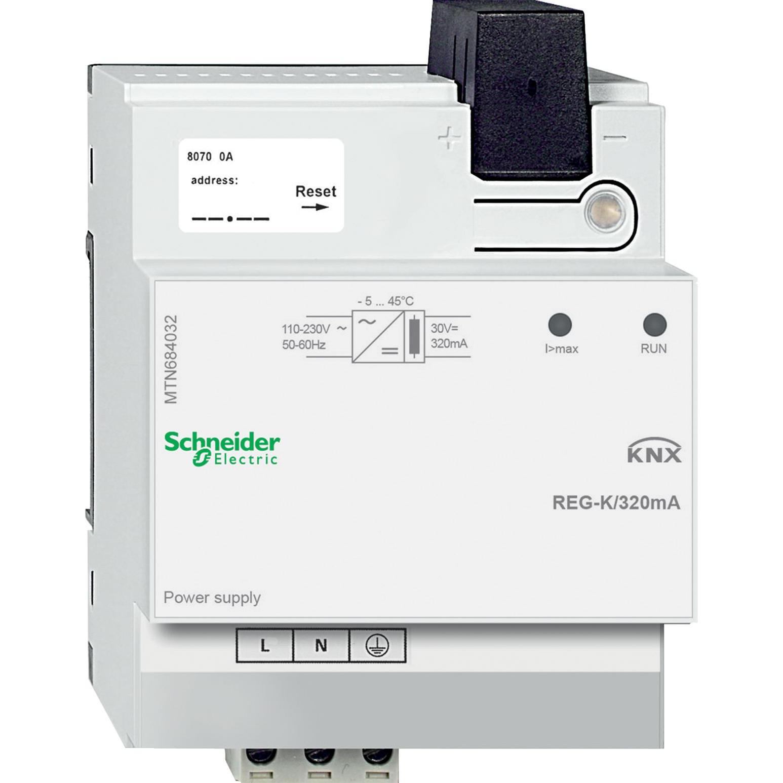 Schneider Electric, Quadro elettrico portatile, Alimentatore KNX REG-K/320 mA, grigio chiaro