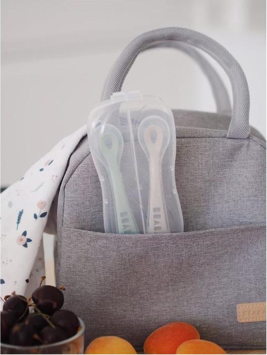 Actual product image Beaba 8 MONTH SILICONE WIZARD SET OF 2, WITH BOX, velvet grey/ sage green