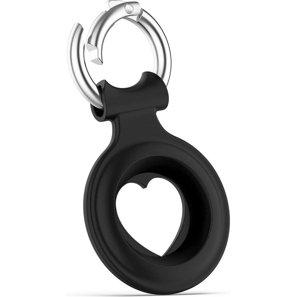 Thumbnail - Screenguard Apple Airtag Liquid Silikon Heart Case mit Anhänger, Tracker Zubehör, Schwarz