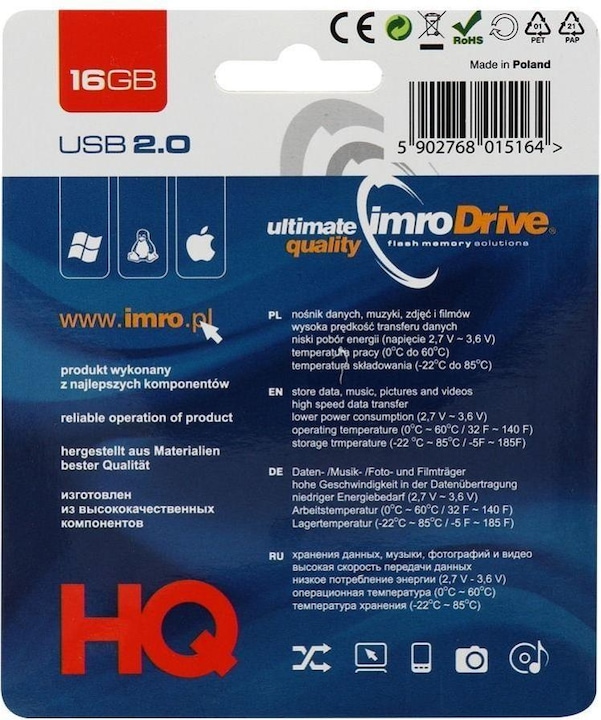 Image du produit IMRO BLACK/16G Lecteur flash USB 16 Go USB Type-A/Lightning 2.0 - 16 Go (16 Go, USB 2.0)