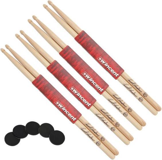 Wincent D. Erlandsson Sticks 4 Paar mit Damper Pads (Schlagzeug)