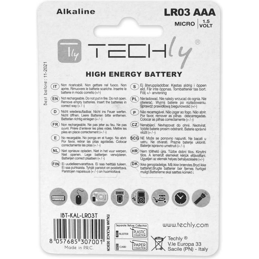 Thumbnail - Techly 307001 Alkaline batteries (4 Stk., AAA), Batterien + Akkus