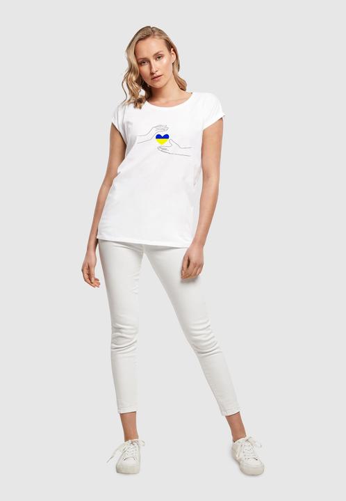 Image du produit Merchcode Ladies Peace - 2 Hand Heart White Extended Shoulder Tee - 161427 (M)