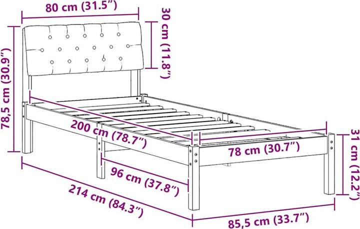 Image du produit vidaXL Plattformbettgestell (80 x 200 cm)