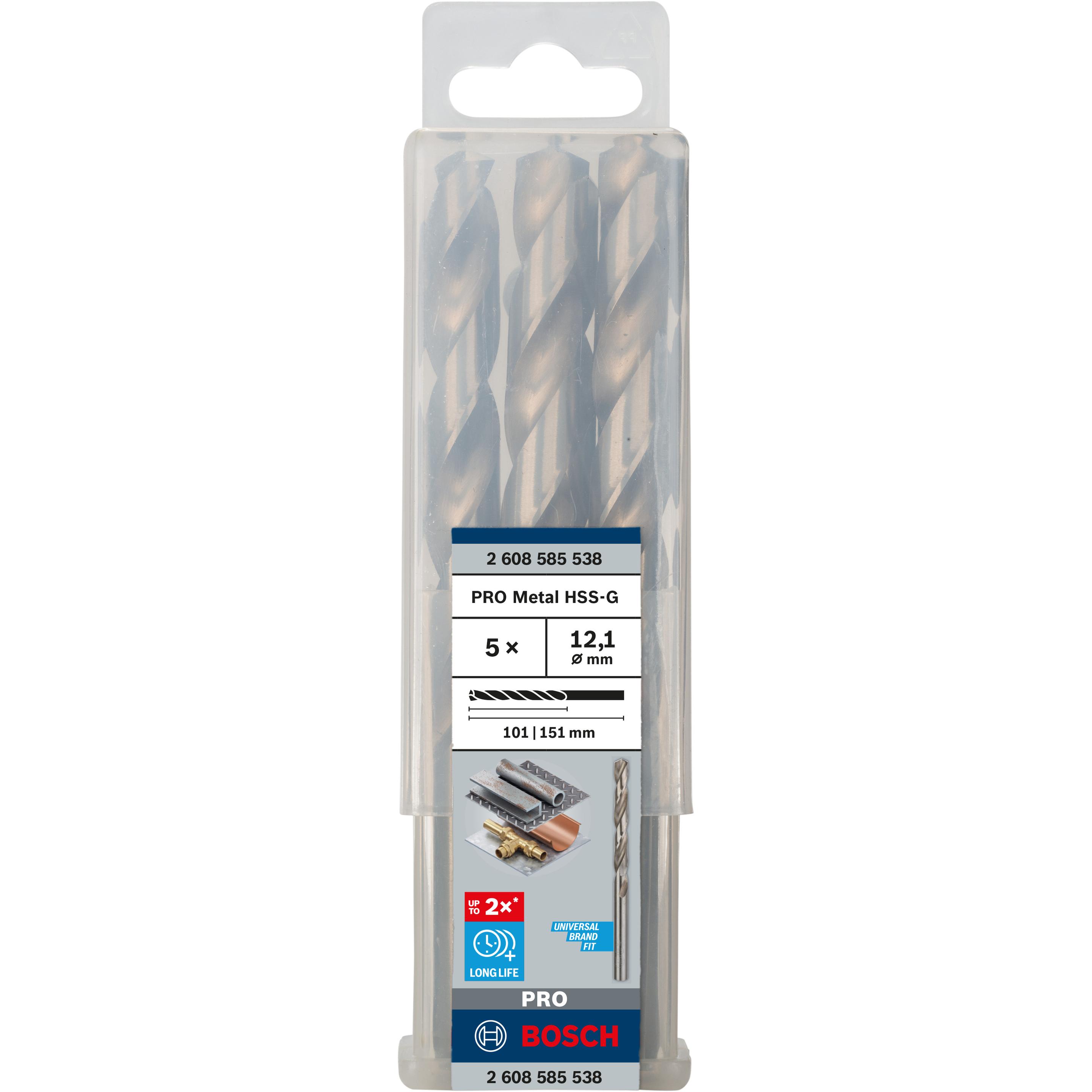 Thumbnail - Bosch Professional Zubehör, Bohrereinsatz, PRO Metal HSS-G Spiralbohrer, 12,1 x 101 x 151 mm (12.1 mm)
