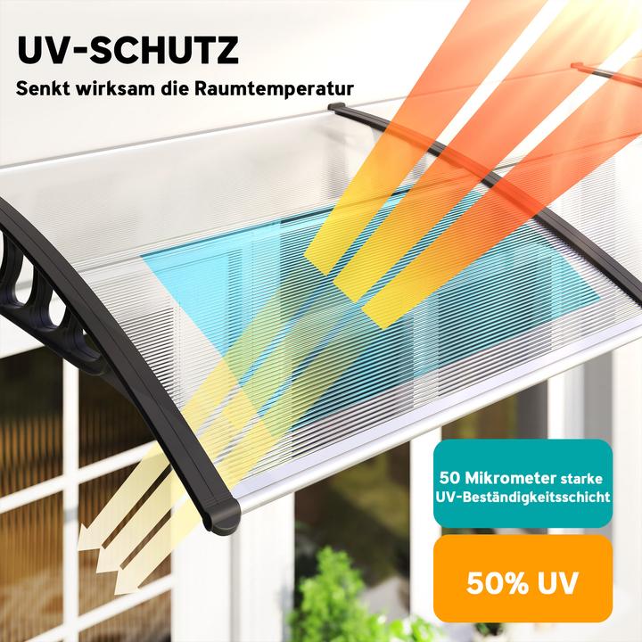 Image du produit Outsunny Pultvordach Polycarbonate, Aluminium Transparent+Schwarz