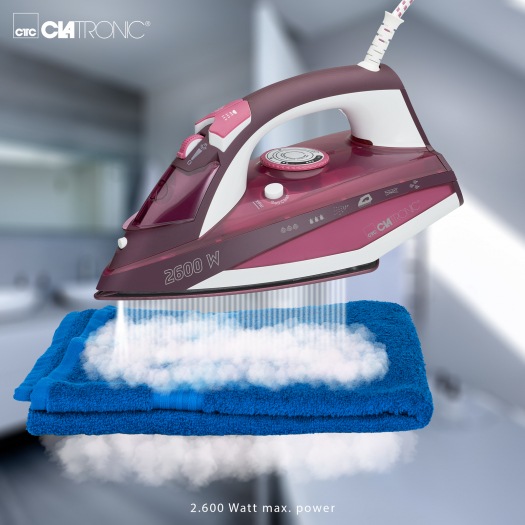 Actual product image Clatronic DB 3705 Steam Iron 2600W Ceramic Sole White-Red (2600 W)