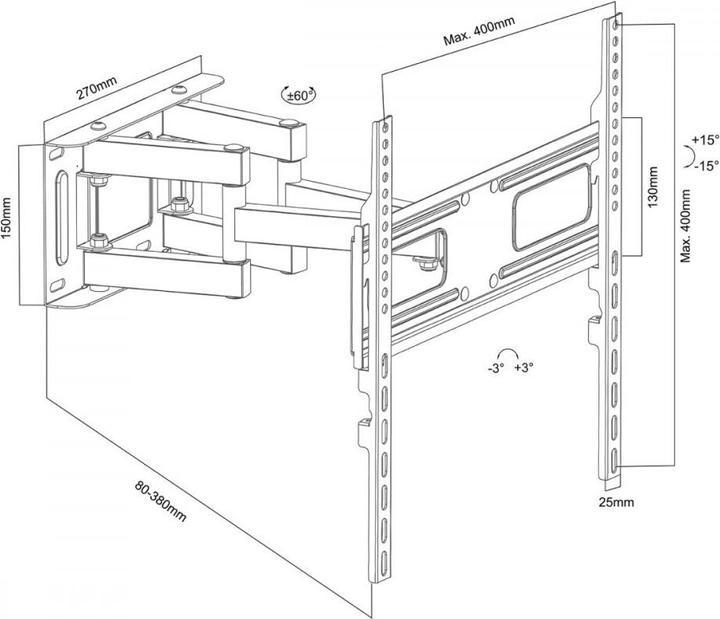 Actual product image Maclean TV-Wandhalterung 32-75", 50kg, MC-788 (75", 50 kg)
