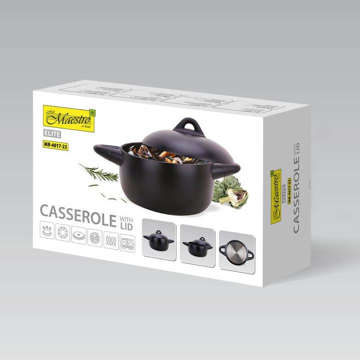 Actual product image Maestro Garnek z pokrywką 22cm 4 0l MR-4017-22 (22 cm, Pot, Aluminium)
