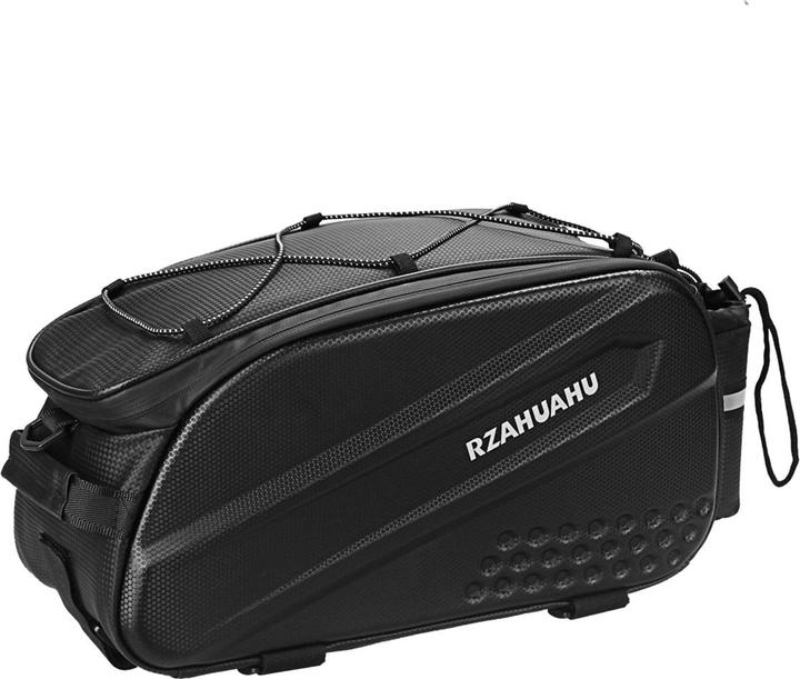 Actual product image Hurtel WYA36Y7S Bike Pannier Bag with Long Strap and Expandable Side Pockets - Black (10 l, Frame bag)