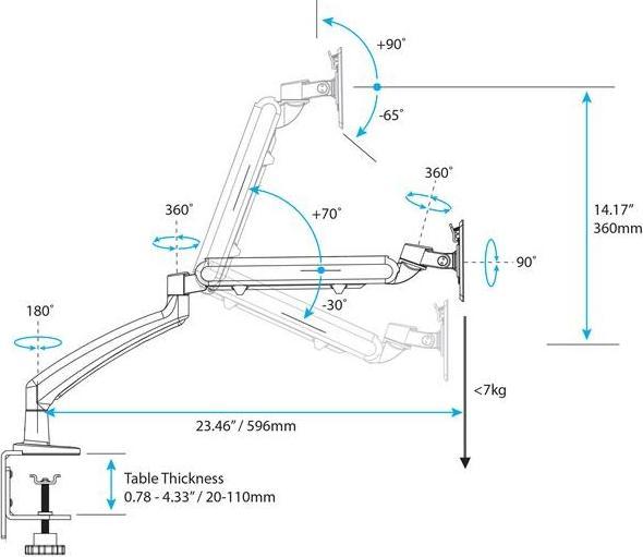 Immagine prodotto StarTech Braccio articolato per monitor (Tavolo, 26", 7 kg)