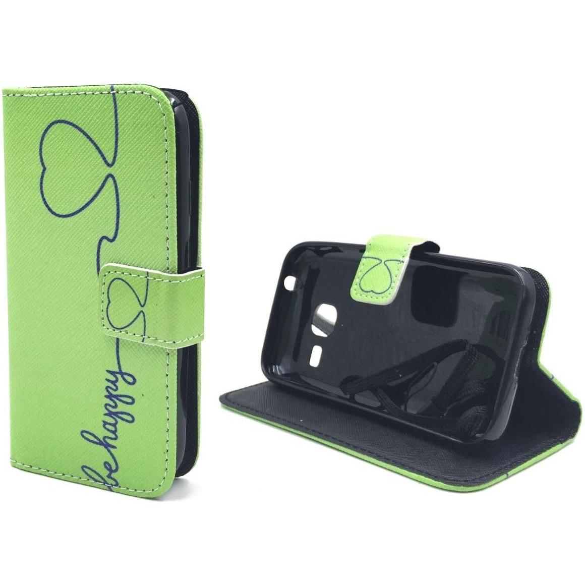 Thumbnail - König Design Schutz Hülle für Samsung Galaxy J1 Mini Be Happy Grün Tasche Case + 1 Panzer Schutz Glas (Samsung Galaxy J1...
