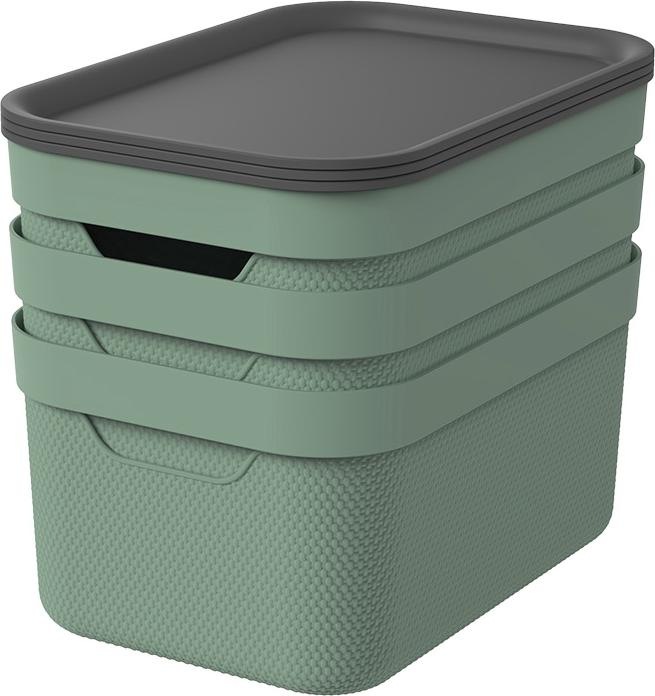 Actual product image Rotho Set of 3 decorative boxes with lid DIN A4 JIVE (36.5 x 26.5 x 20 cm, 48 l)
