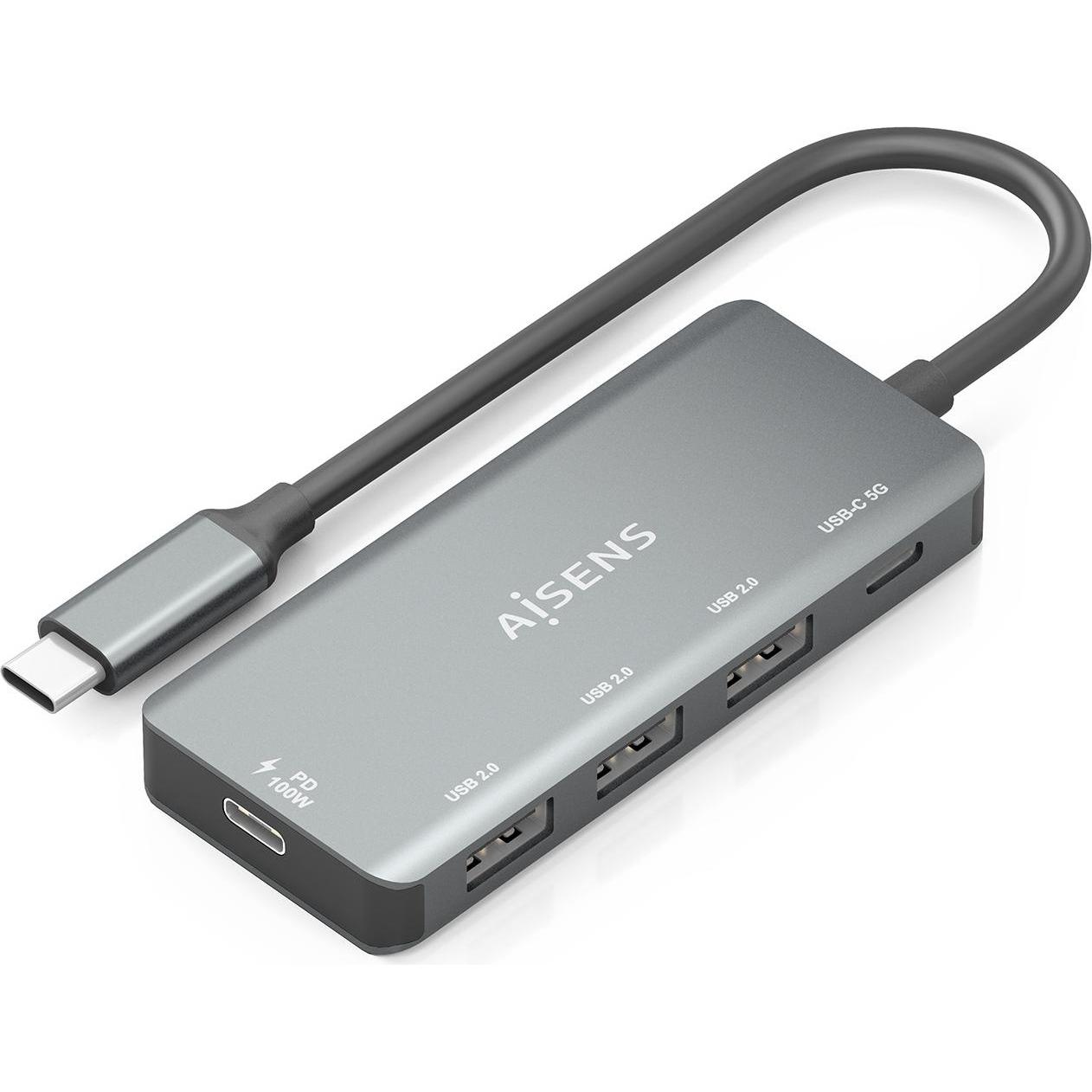 Aisens A109-0945 (USB-C, 3 Porte), Docking Station + Hub Usb, Grigio