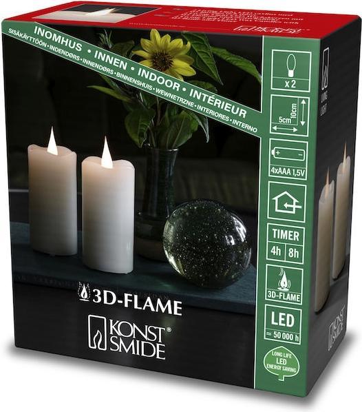 Actual product image Konstsmide LED Candle Set Real Wax Candle, 5 cm x 10 cm,Cream White (2x)