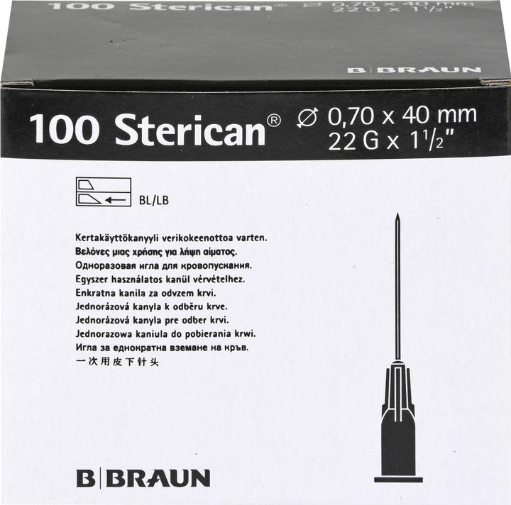 Produktbild B.Braun Nadel 22G 0.70 x 40mm schwarz Luer, 100 Stück