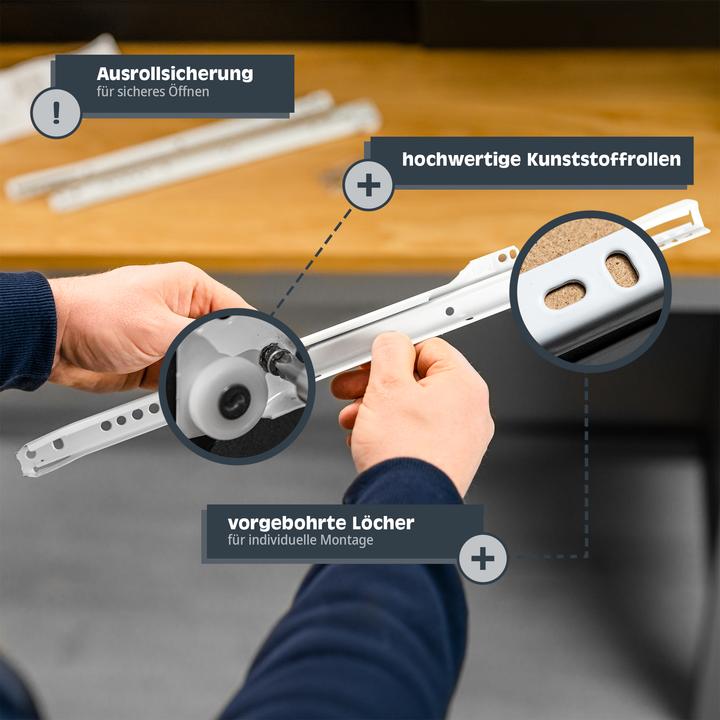 Produktbild Helpmate Rollschubführung 450 mm, Teilauszug, 1 Paar