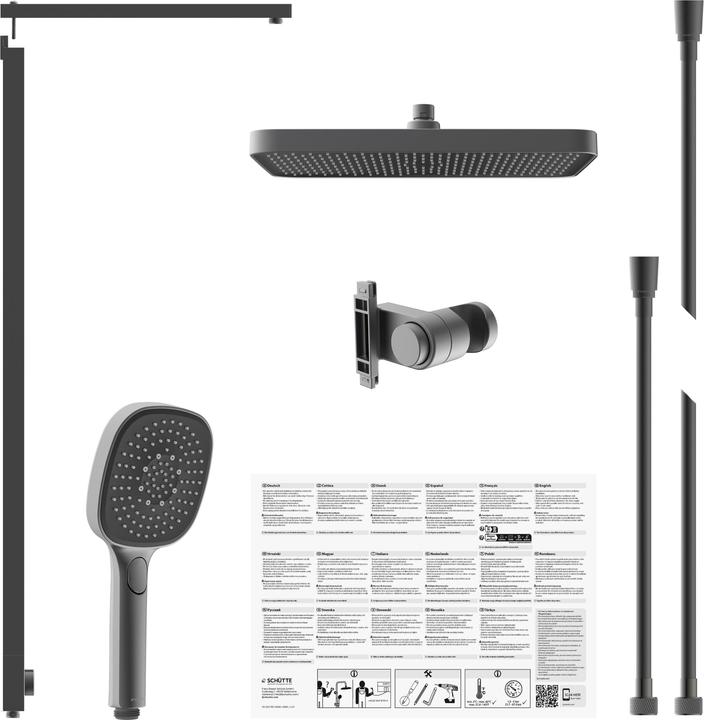 Produktbild Schütte Regendusche Bad LA PALMA Überkopfbrause-Set Graphit matt Duschsystem Regenbrause 60687