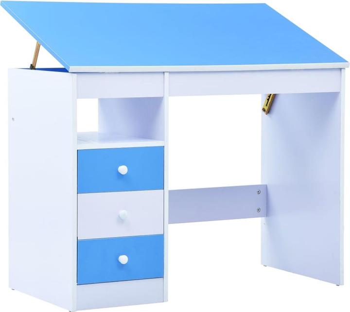 Blue and white