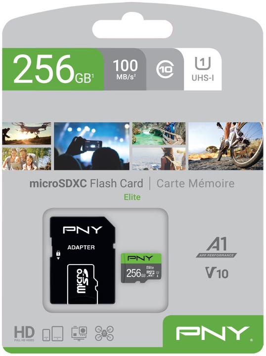 Actual product image PNY microSDXC card Elite UHS-I U1 256 GB (256 GB, microSDXC, U1, UHS-I)