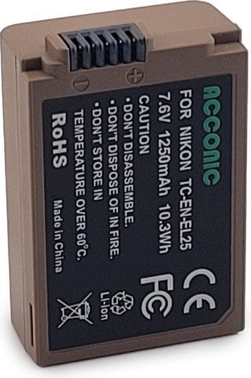 Produktbild Acconic Akku mit USB-C Input für Nikon EN-EL25 f. Nikon Z30 Z50 Z fc (Kamera Akku)