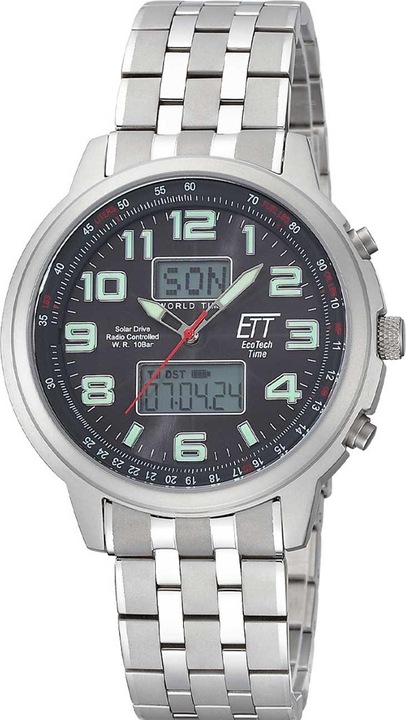 Produktbild ETT EGS-11302-22M Solar Drive Funkuhr Hunter II Chronograph Herrenuhr 48mm (Analoguhr, Digitaluhr, Chronograph, 48 mm)