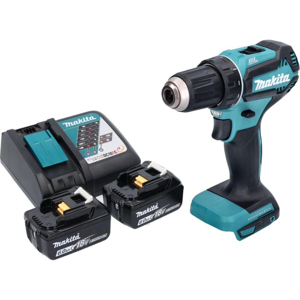 Thumbnail - Makita, Bohrmaschine + Akkuschrauber, DDF 485 RG Akku Bohrschrauber 18 V 50 Nm Brushless + 2x Akku 6,0 Ah + Ladegerät (A...