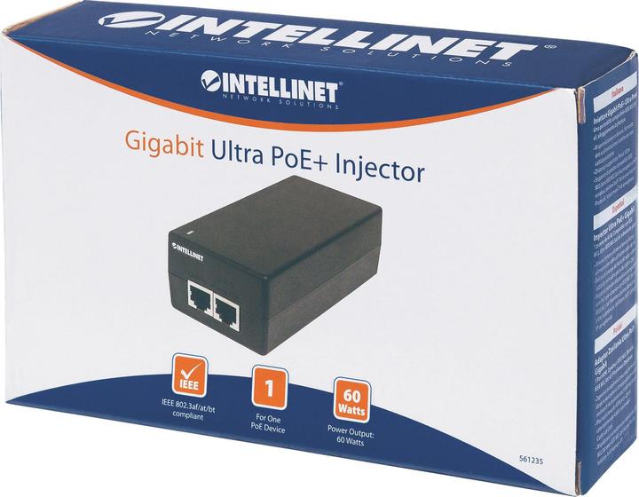 Actual product image Intellinet PoE+, 10/100/1000 Mbps RJ-45, 100 - AC, DC (1 Ports)