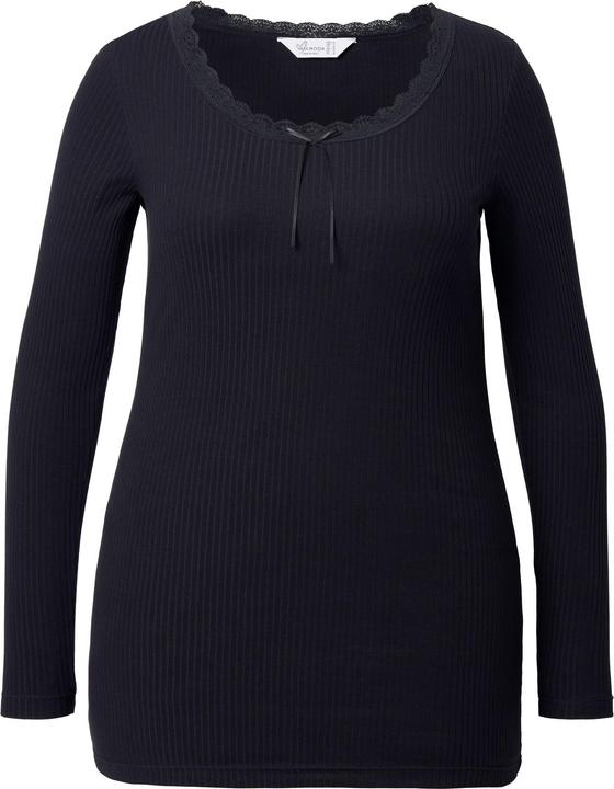 Immagine prodotto Miamoda Maglia a costine dal taglio aderente con ampio scollo con pizzo (44)
