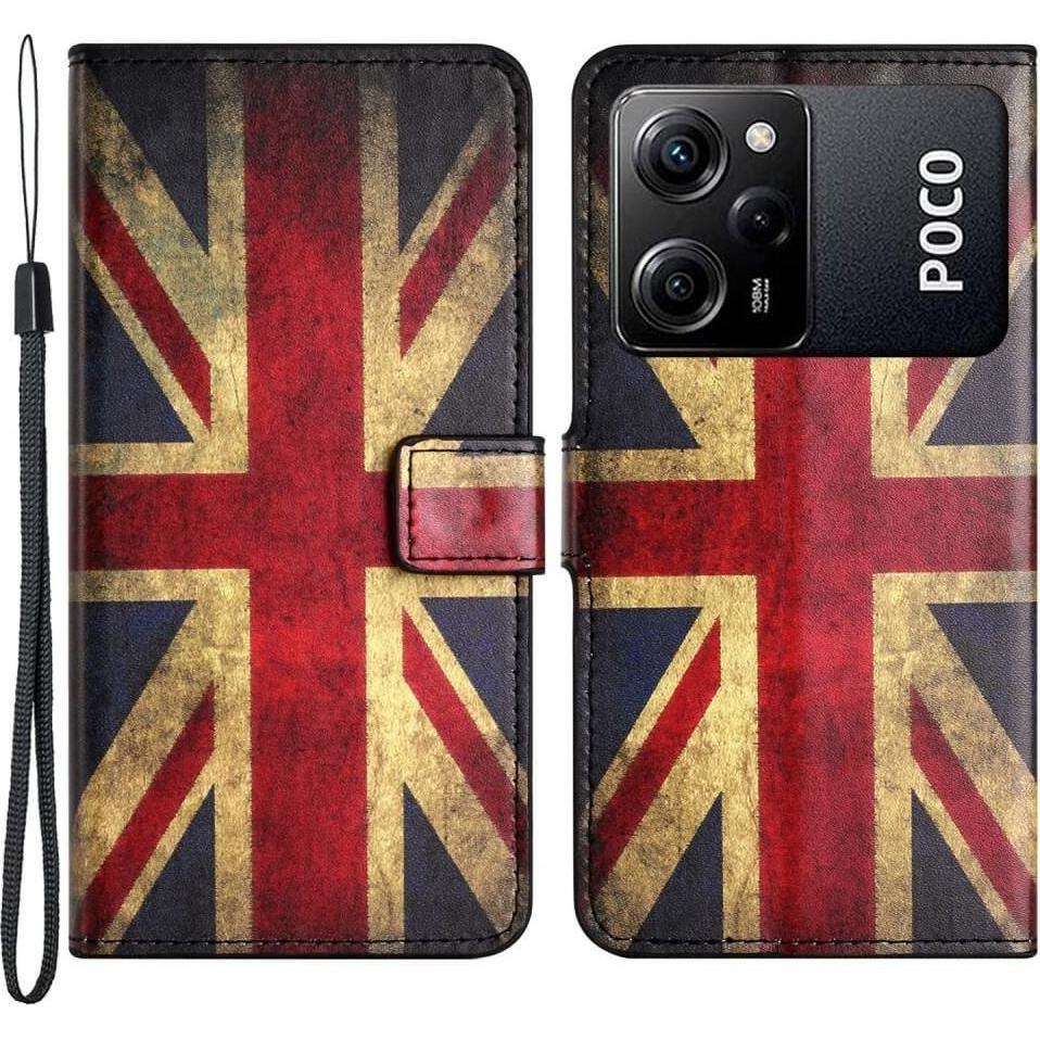 Cover-Discount Xiaomi Poco X5 Pro - Leder Etui Hülle UK Flagge (Xiaomi Redmi Note 12 Pro 5G, Xiaomi Poco X5 Pro), Smartp...