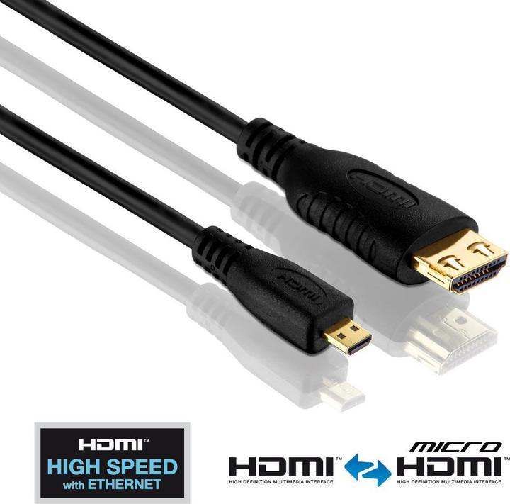 Actual product image Purelink micro HDMI (Typ D) — HDMI (Typ A) (1 m, HDMI, 2.0)