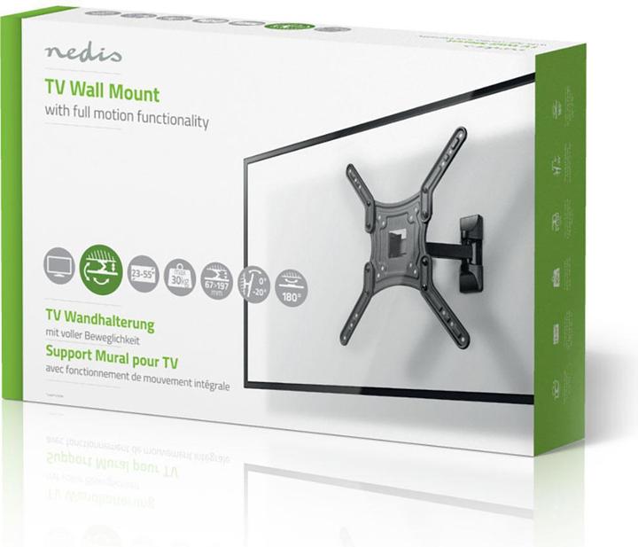 Produktbild Nedis Vollbewegliche-TV-Wandhalterung - 23-55 " - 30 kg - 67 mm - Kippbar - Drehbar - Stahl / Kunsts (Wand, 55", 30 kg)