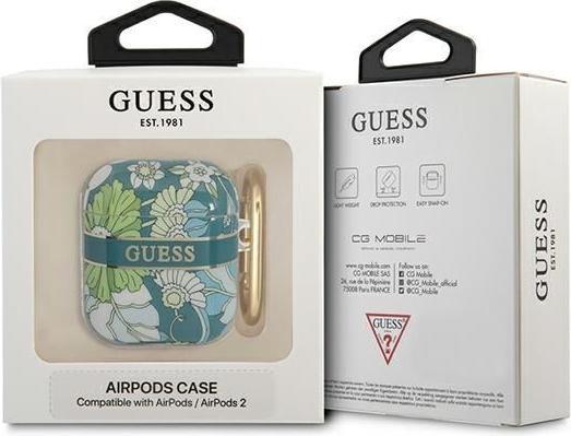 Productafbeelding Guess GUA2HHFLN AirPods hoes zielony/groen Flower Strap Collection (Koptelefoon tas)