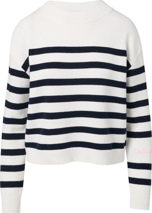 Actual product image Comma Strickpullover Verkürzter Streifen-Pullover mit Rippblende und Kontrast-Details (32)