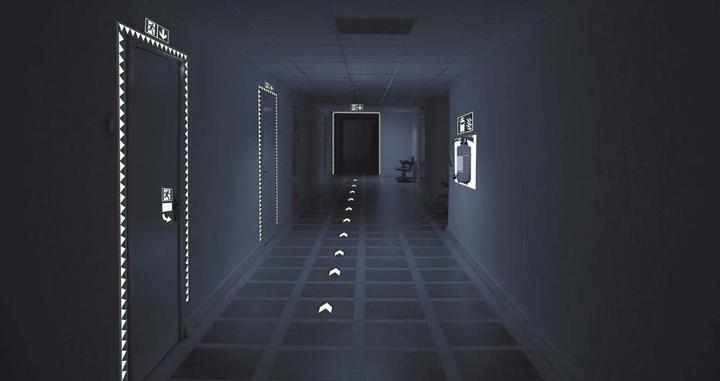 Actual product image SafetyMarking Escape sign sticker "Emergency exit right with additional sign: Directional sign